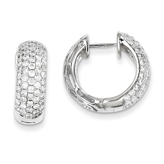 14kt White Gold 1 7/8 ct Diamond Pave Hoop Earrings