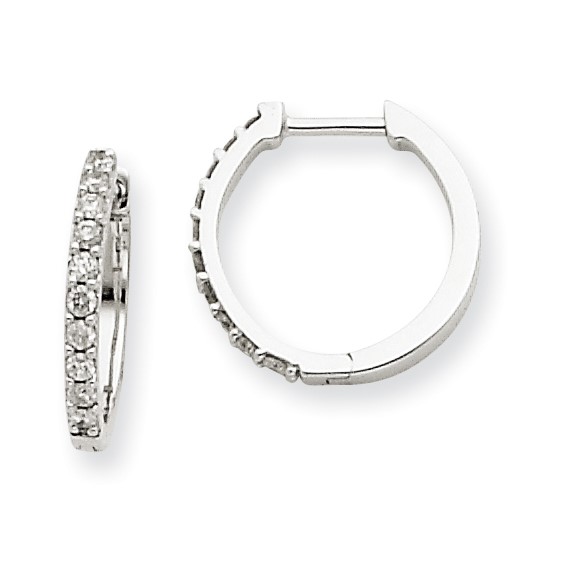 14kt White Gold 1/5 ct Diamond Small Hinged Hoop Earrings