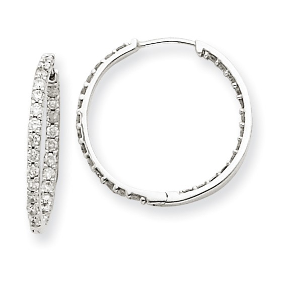 14kt White Gold 1/2 ct Diamond In and Out Hoop Earrings