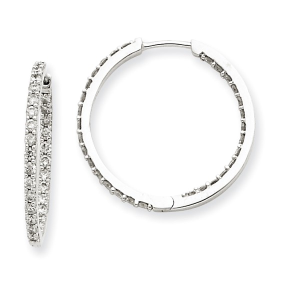 14kt White Gold 1 ct Diamond In and Out Hoop Earrings