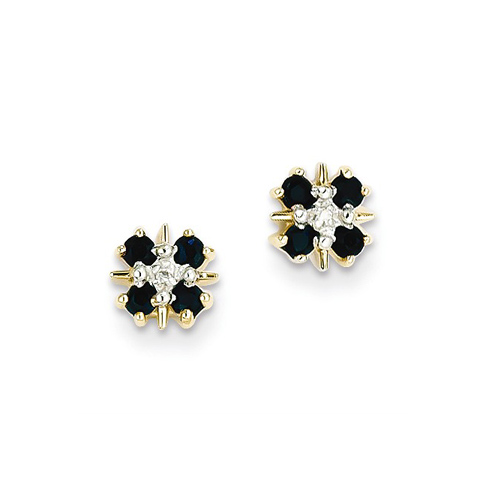 14kt Yellow Gold 1/3 ct Sapphire Earrings with Diamonds