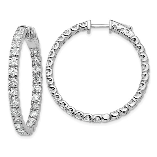 14k White Gold 4.8 ct Created Diamond Inside Outside Hoop Earrings