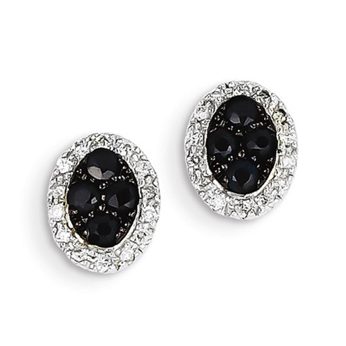 14kt White Gold 1/2 ct Sapphire Oval Stud Earrings with Diamonds