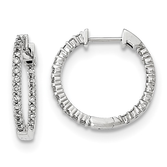 14kt White Gold 1/2 ct tw Diamond In and Out Hinged Hoop Earrings