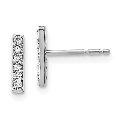 14k White Gold 1/10 ct tw Diamond Bar Post Earrings