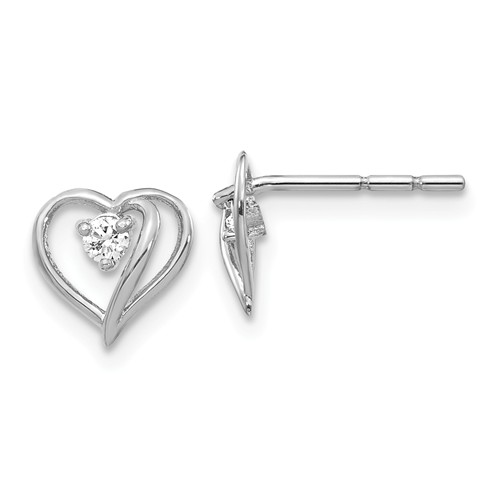 14k White Gold .04 ct tw Diamond Heart Earrings
