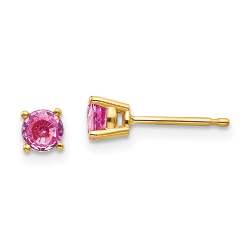 14k Yellow Gold 3/4 ct tw Pink Sapphire Stud Earrings