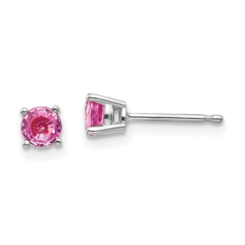 14k White Gold 3/4 ct tw Pink Sapphire Stud Earrings