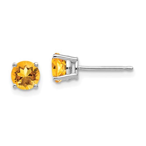 14k White Gold Classic 1 ct tw Citrine Stud Earrings