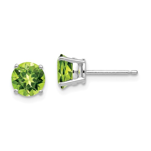 14k White Gold 1.8 ct Peridot Stud Earrings