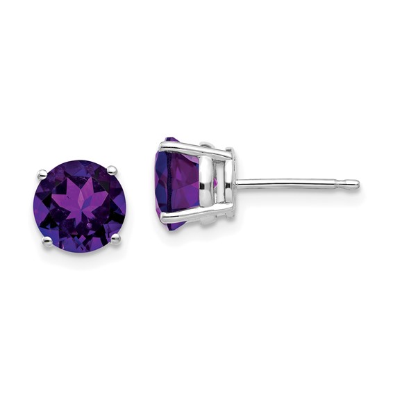 14k White Gold 2.2 ct tw Amethyst Stud Earrings