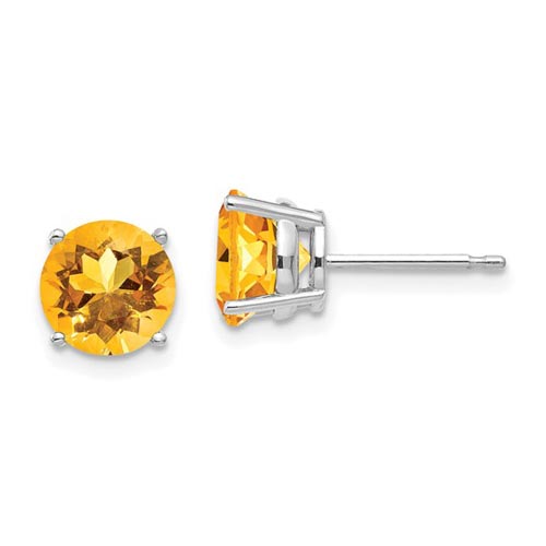 14k White Gold Classic 2.5 ct tw Citrine Stud Earrings