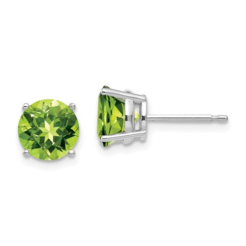 14k White Gold 2.8 ct Peridot Stud Earrings