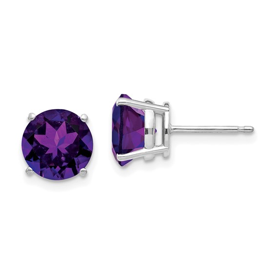 14k White Gold 3.4 ct tw Amethyst Stud Earrings AA Quality
