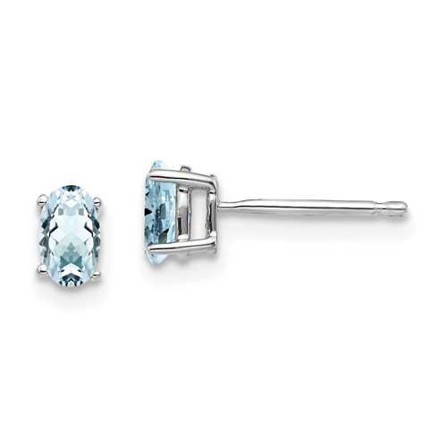 14k White Gold .44 ct tw Oval Aquamarine Earrings