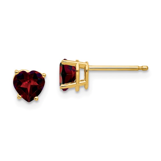 14k Yellow Gold 1.1 ct tw Heart Garnet Earrings