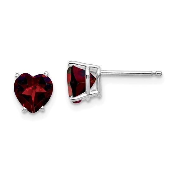 14k White Gold 1.6 ct tw Heart Garnet Stud Earrings