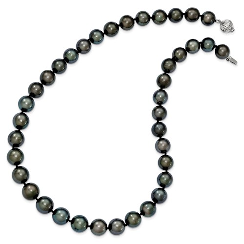 14k White Gold Cultured Tahitian Pearl Graduated Necklace 9 to 12mm ...