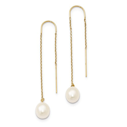 14kt Yellow Gold Threader Earrings with Freshwater Pearls