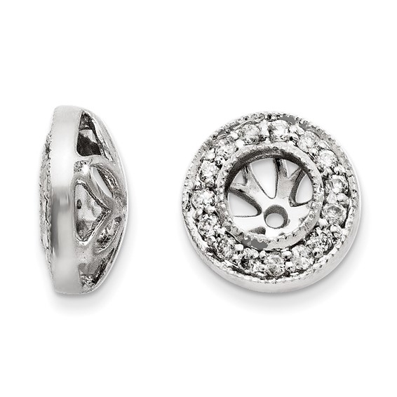 14kt White Gold Round Milgrain 1/4 ct Diamond Earring Jackets