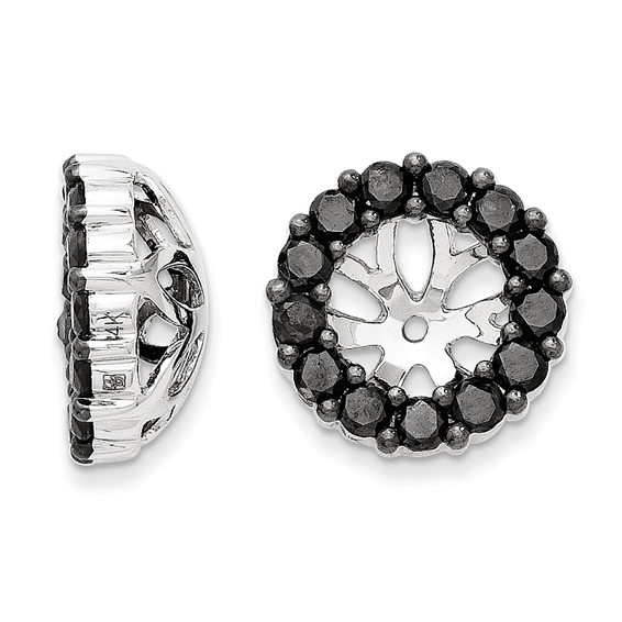 14kt White Gold Fancy 1 ct Black Diamond Earring Jackets