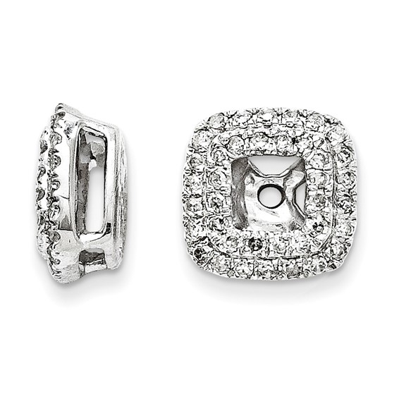 14kt White Gold 1/4 ct Cluster Diamond Square Earring Jackets