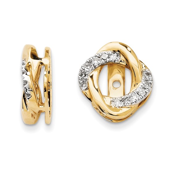 14kt Yellow Gold 1/8 ct Diamond Swirl Earring Jackets