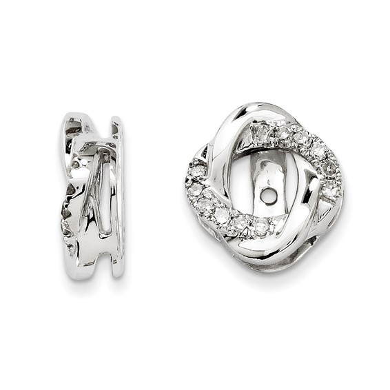 14kt White Gold 1/8 ct Diamond Swirl Earring Jackets