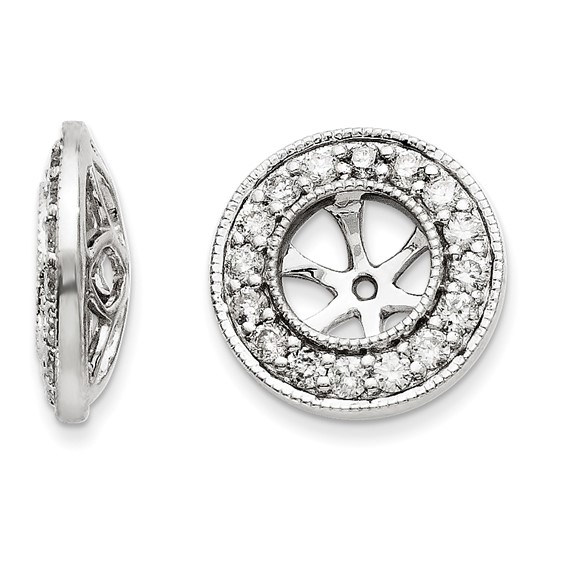 14kt White Gold Milgrain 2/3 ct Diamond Earring Jackets