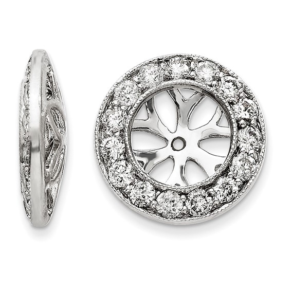 14kt White Gold Milgrain 1 ct Diamond Earring Jackets