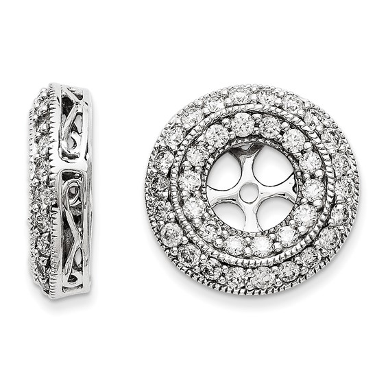 14kt White Gold 1 ct Diamond Earring Scroll Design Jackets