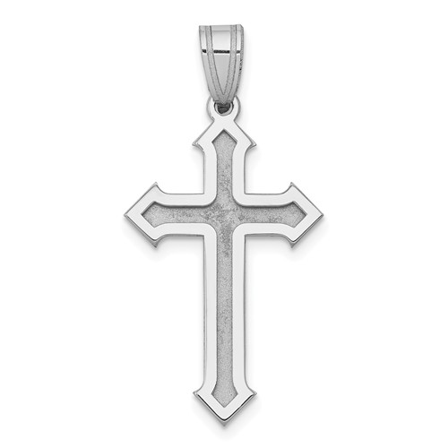 14k White Gold Passion Cross Pendant with Satin Concave Center 15/16in