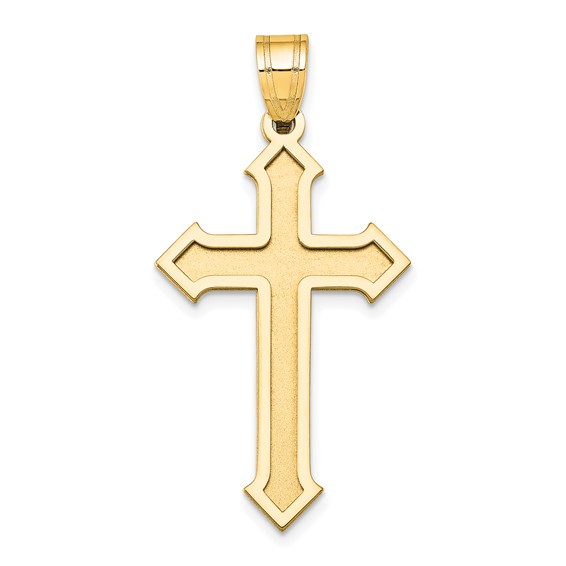 14k Yellow Gold Passion Cross Pendant With Indented Center 1.25in