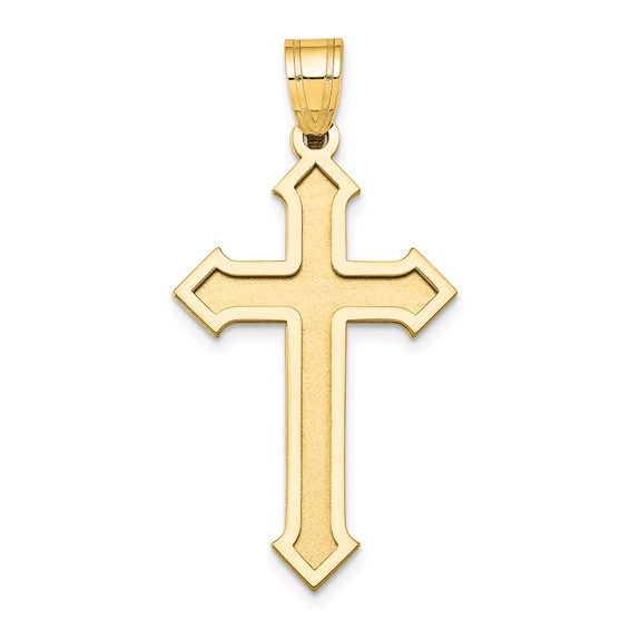 14k Yellow Gold Passion Cross Pendant With Indented Center 1.25in