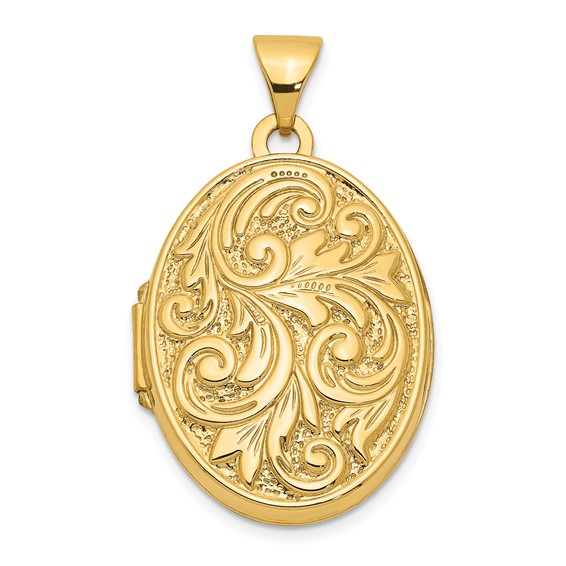 14kt Yellow Gold Oval Love you always Reversible Locket 21mm