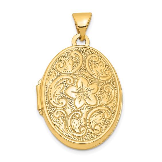 14kt Yellow Gold 21mm Scrolled Floral Locket