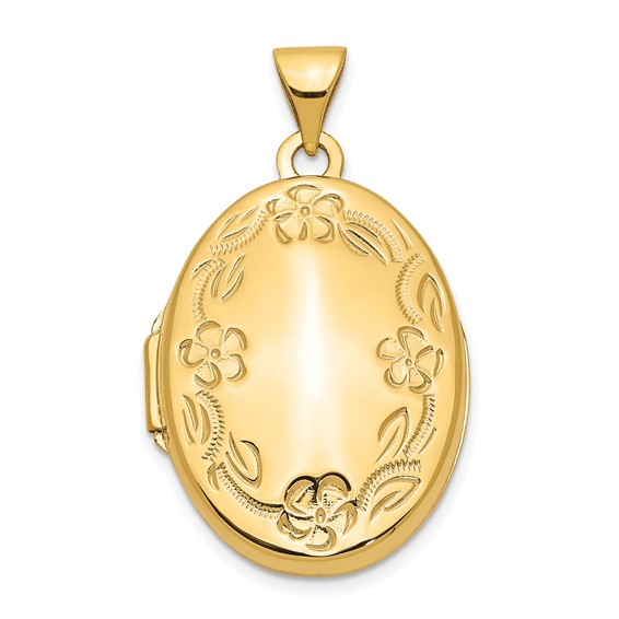 14kt Yellow Gold 7/8in Hand Engraved Locket