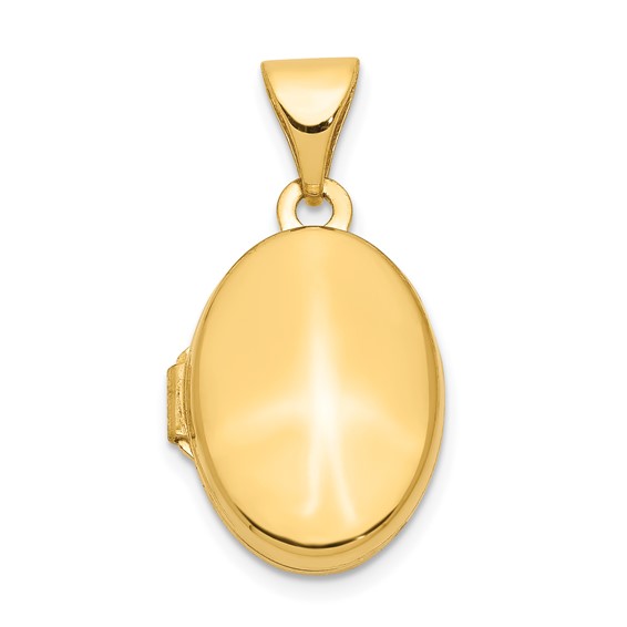 14k Yellow Gold Small Plain Polished Oval Locket 5/8in