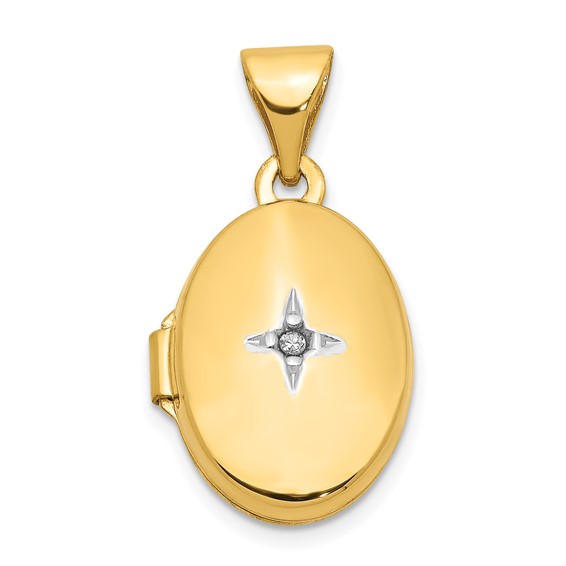 14kt Yellow Gold 1/2in Diamond Oval Locket