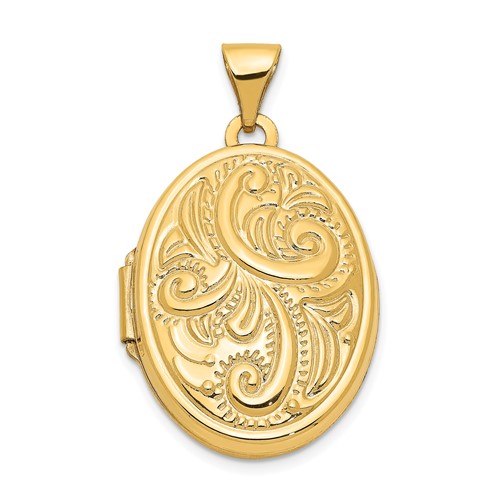 14kt Yellow Gold 21mm Domed Deco Oval Locket