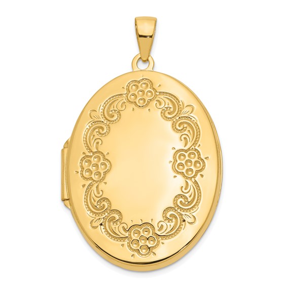 14kt Yellow Gold 32mm Oval Floral Locket