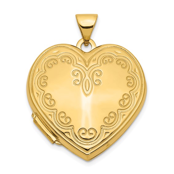 14kt Yellow Gold 21mm Ornate Heart Locket