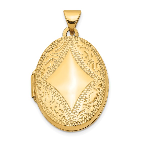 14kt Yellow Gold 21mm Ornamental Oval Locket XL222 Joy Jewelers