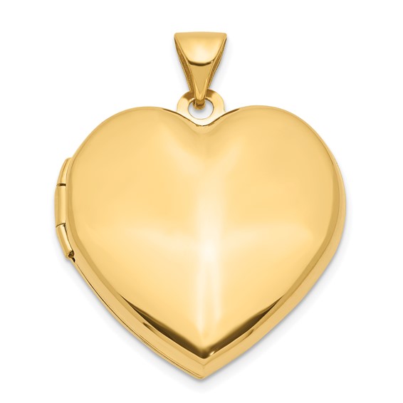 14k Yellow Gold 21mm Plain Heart Family Locket