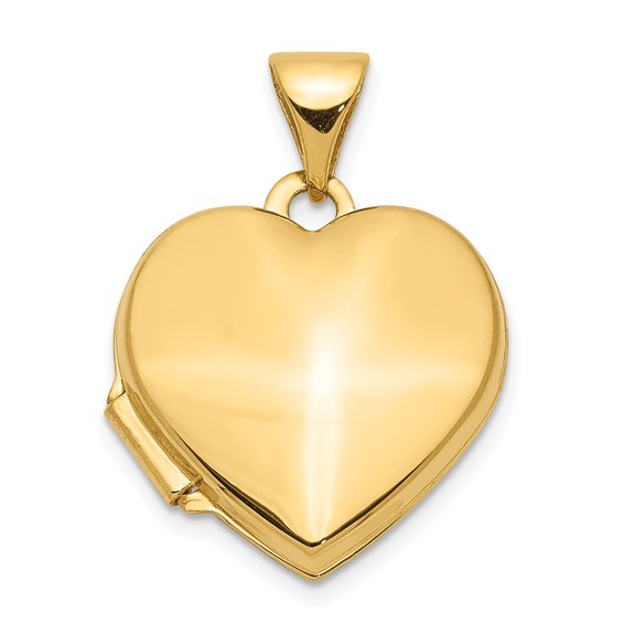 14kt Yellow Gold 5/8in Plain Heart Locket