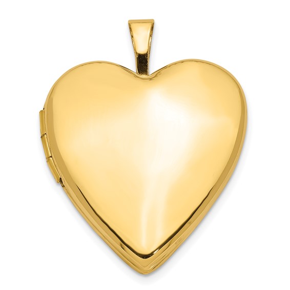 14kt Yellow Gold 20mm Plain Polished Heart Locket
