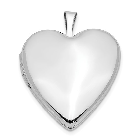 14kt White Gold 20mm Plain Polished Heart Locket