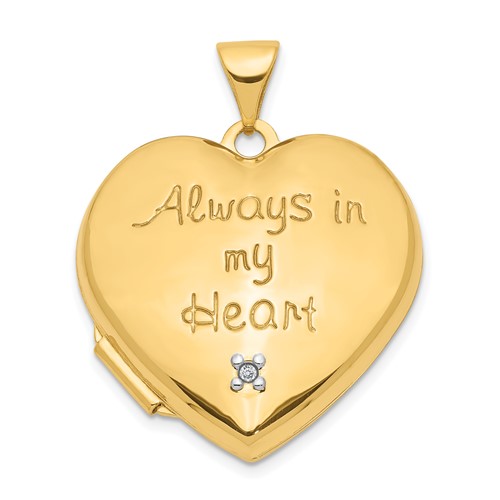 14kt Yellow Gold 21mm Always in my Heart Locket with Diamond