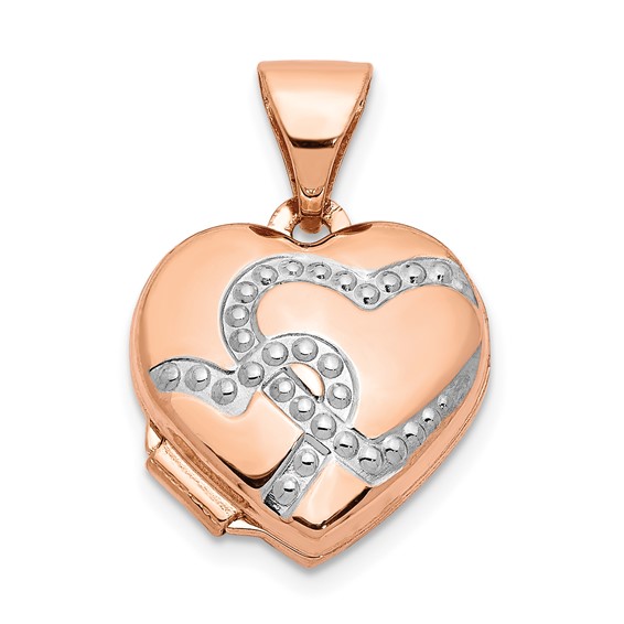 14kt Rose Gold with Rhodium 12mm Heart Locket