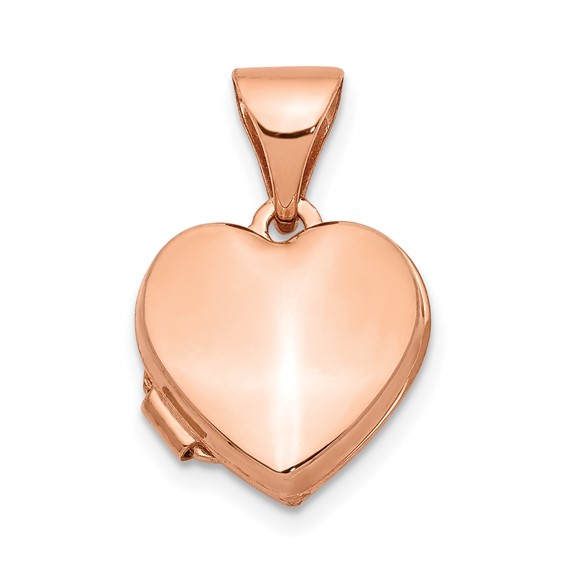 14k Rose Gold Plain Heart Locket 10mm